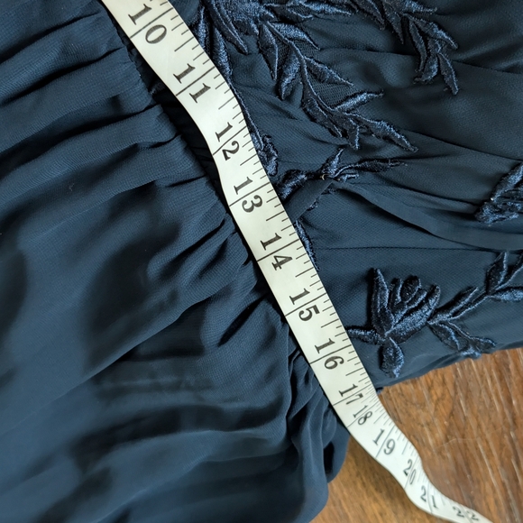 NWT Azazie Blue Navy Embroidered Floral Sleeveless Bridesmaid Gown Dress 14 - Picture 6 of 11